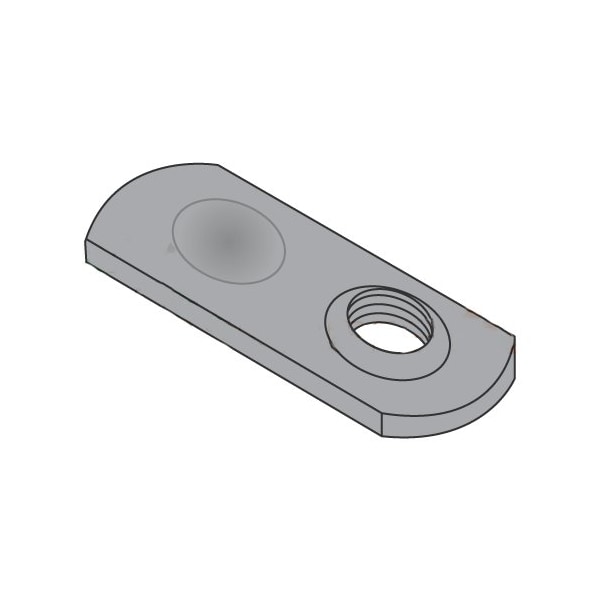 Newport Fasteners Tab Weld Nut, #10-24, Steel, 0.453 in Wd, 0.827 in Lg, 0.0927 in Ht, 1000 PK 425436 - main